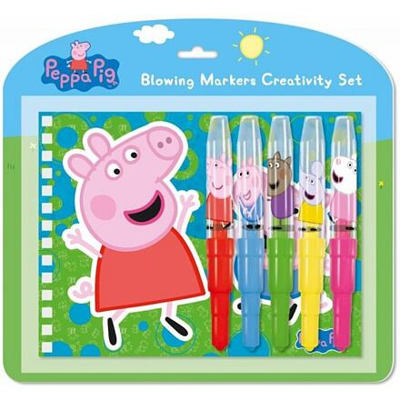Set s foukacími fixy a notesem Prasátko Peppa