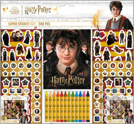 Jiri Models Samolepkový set s omalovánkami a voskovkami 500 ks Harry Potter