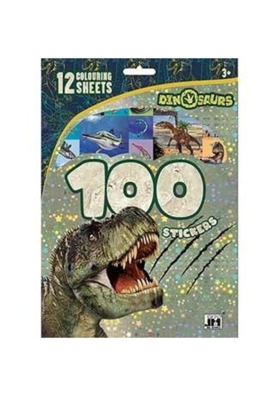 100 samolepek s omalovánkovými listy - Dinosauři
