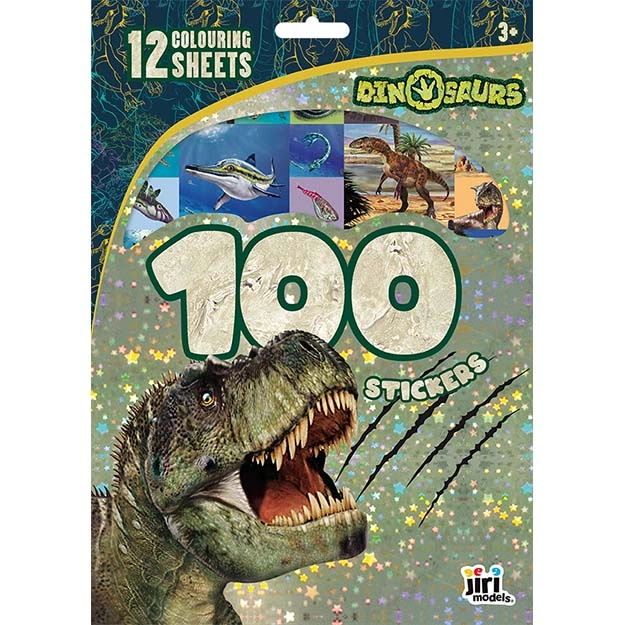 100 samolepek s omalovánkovými listy - Dinosauři