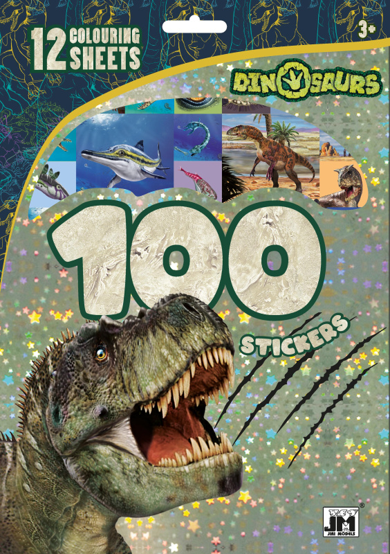 100 samolepek s omalovánkovými listy - Dinosauři