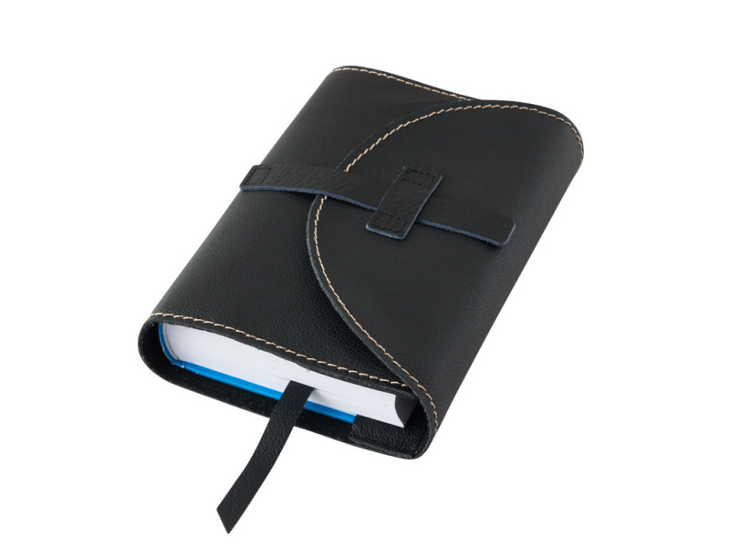 Variabilný obal na knihu z pravej kože so sponou (Čierna)