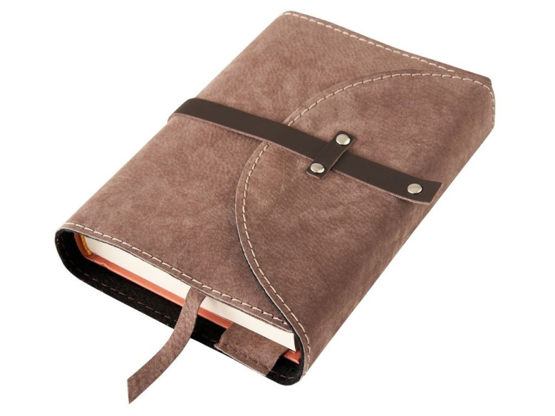 Obal spona s nýty: Hnědá semiš