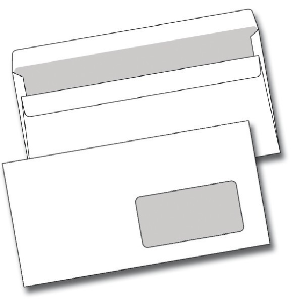 Obálka DL samolepicí s krycí páskou, s okénkem vpravo, 110 x 220 mm - 1000 ks