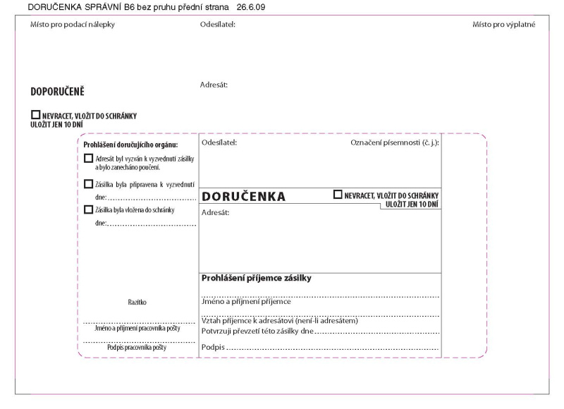 Krkonošské obálky Obálky B6 - Doručenka pro správní řízení, bílá, 1000 ks