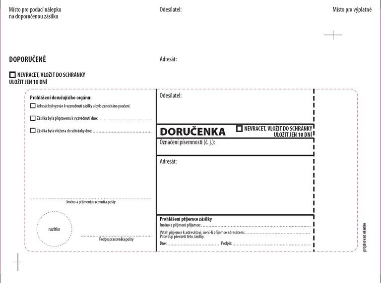 Doručenka - C5, bez pruhu, s poučením, 1000 ks