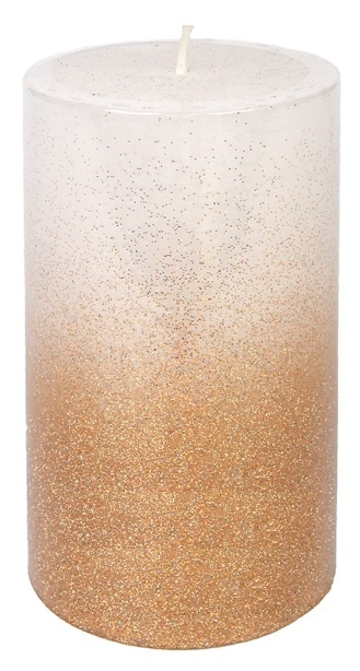 Svíčka válec se zlatým flitrem 70x130 mm Anděl Přerov s.r.o.