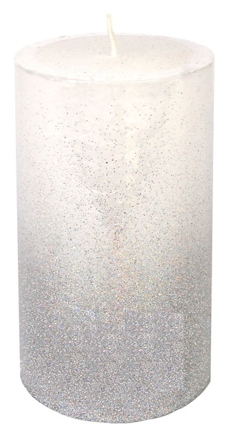 Svíčka válec se stříbrným flitrem 70x130 mm Anděl Přerov s.r.o.