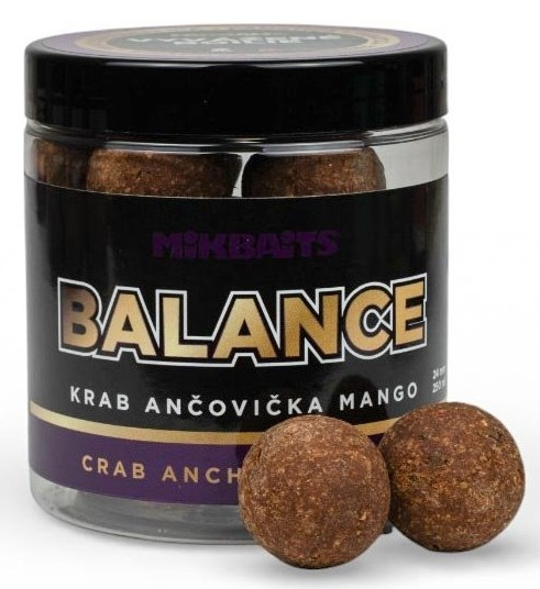 Mikbaits vyvážené boilie balance fanatica krab ančovička mango 250 ml - 24 mm