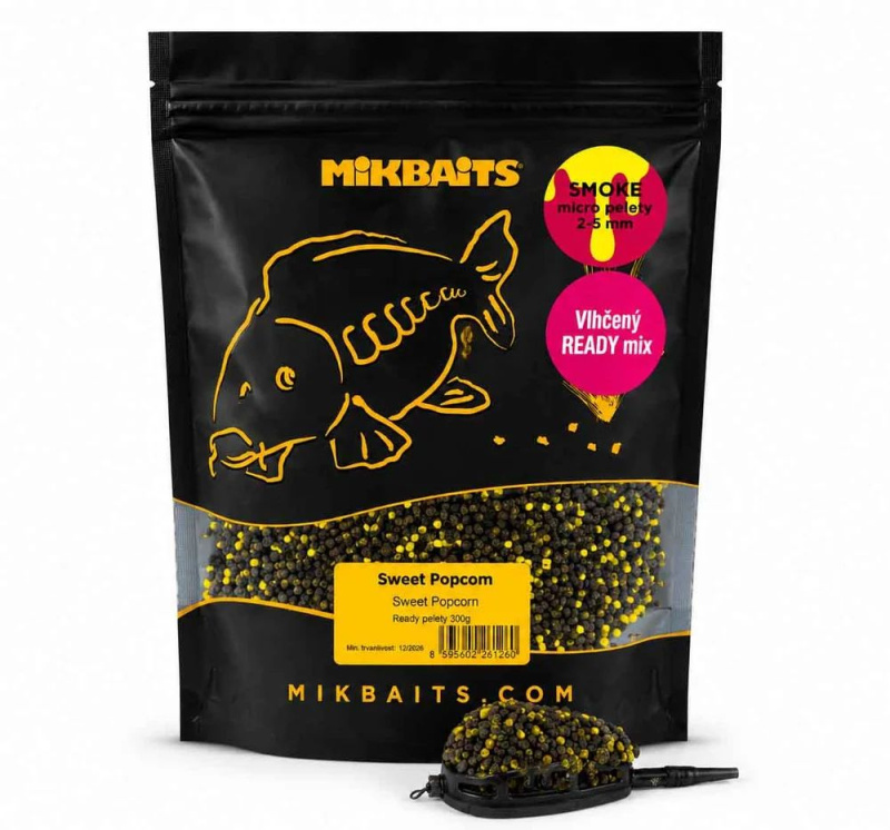 Mikbaits pelety smoke ready vlhčené pelety 300 g 2-3 mm - sweet popcorn
