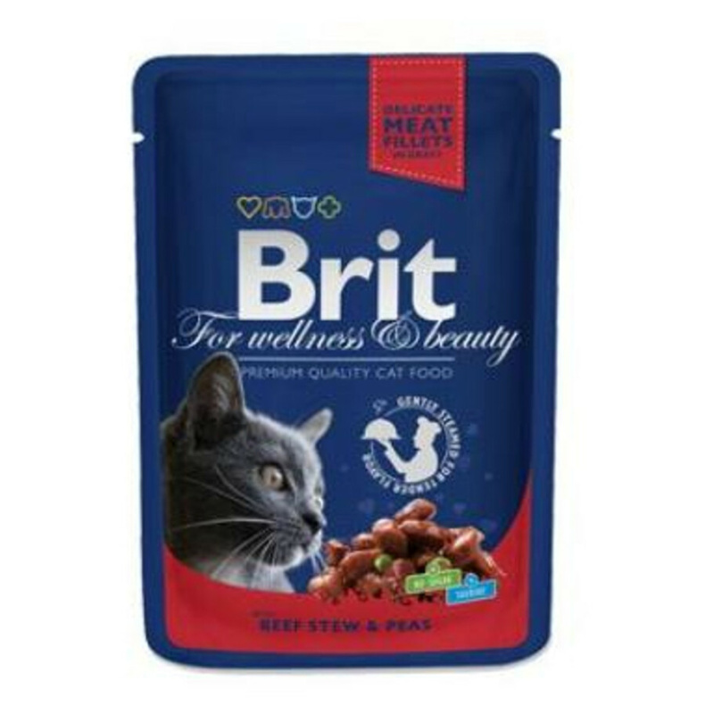 Brit Premium Cat kapsa with Beef Stew & Peas 100 g - 1Ks