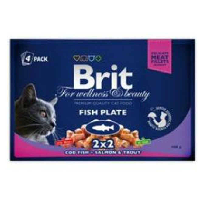 Brit Premium Cat kapsa Fish Plate 400 g (4x100 g)