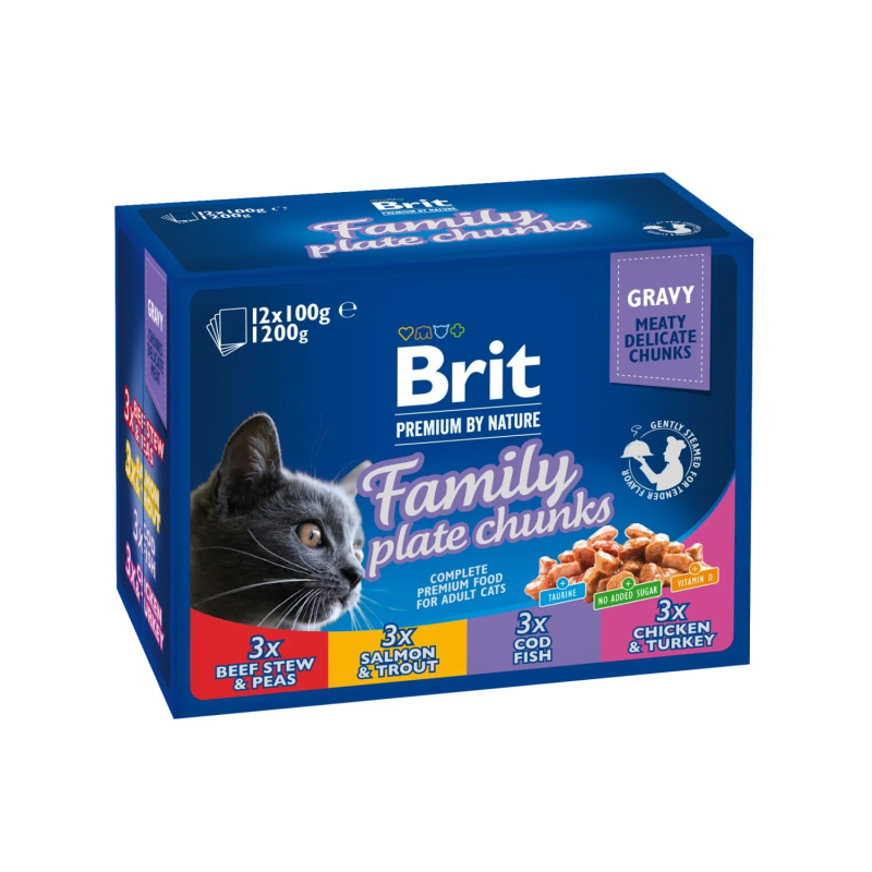Brit Premium Cat kapsa Family Plate 1200 g (12x100 g)