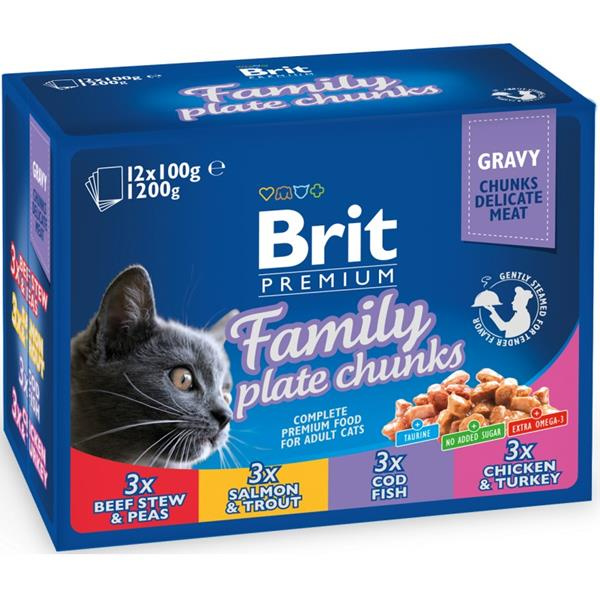 Brit Premium Cat kapsa Family Plate 1200 g (12x100 g)