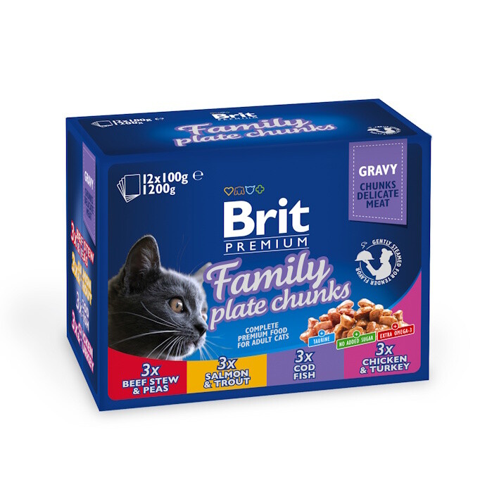 Brit Premium Cat kapsa Family Plate 1200 g (12x100 g)