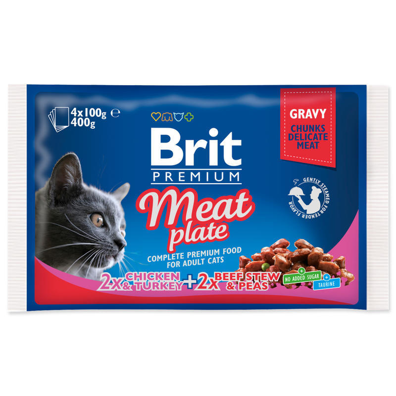 Brit Premium Cat kapsa Meat Plate 400 g (4x100 g)