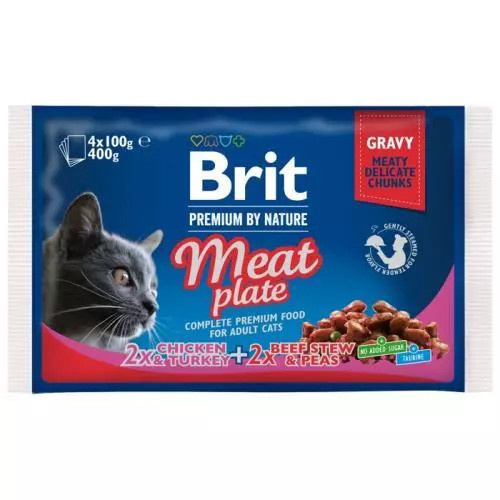 Brit Premium Cat kapsa Meat Plate 400 g (4x100 g)