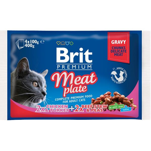 Brit Premium Cat kapsa Meat Plate 400 g (4x100 g)