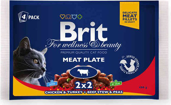 Brit Premium Cat kapsa Meat Plate 400 g (4x100 g)