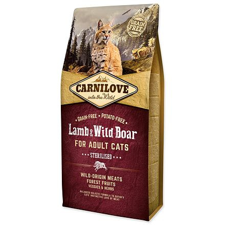 Carnilove Lamb & Wild Board for Adult Cats- Sterilised 6 kg
