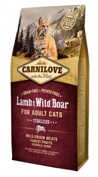 Carnilove Lamb & Wild Board for Adult Cats- Sterilised 6 kg