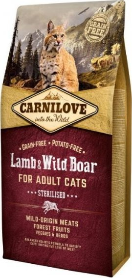 Carnilove Lamb & Wild Board for Adult Cats- Sterilised 6 kg