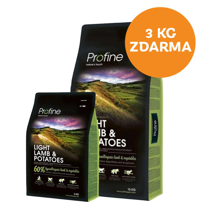 Profine Light Lamb & Potatoes 15kg + 3kg ZDARMA