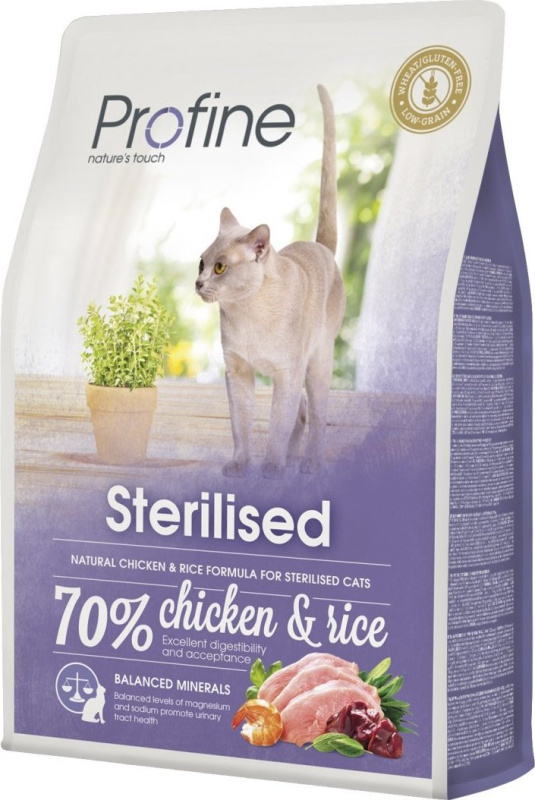 Profine Cat Sterilized krmivo bez lepku pro kastrované kočky s kuřetem a rýží, 2 kg