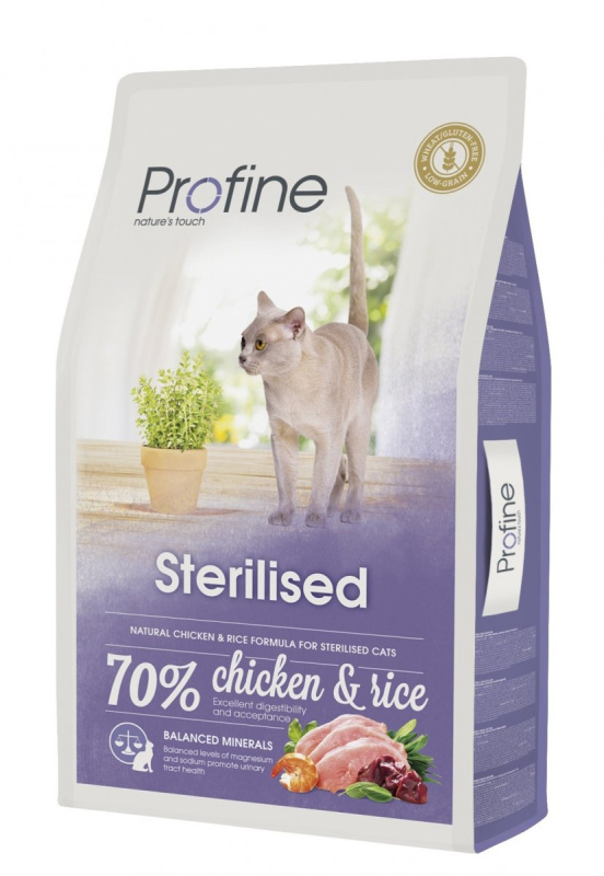 Profine Cat Sterilized krmivo bez lepku pro kastrované kočky s kuřetem a rýží, 10 kg