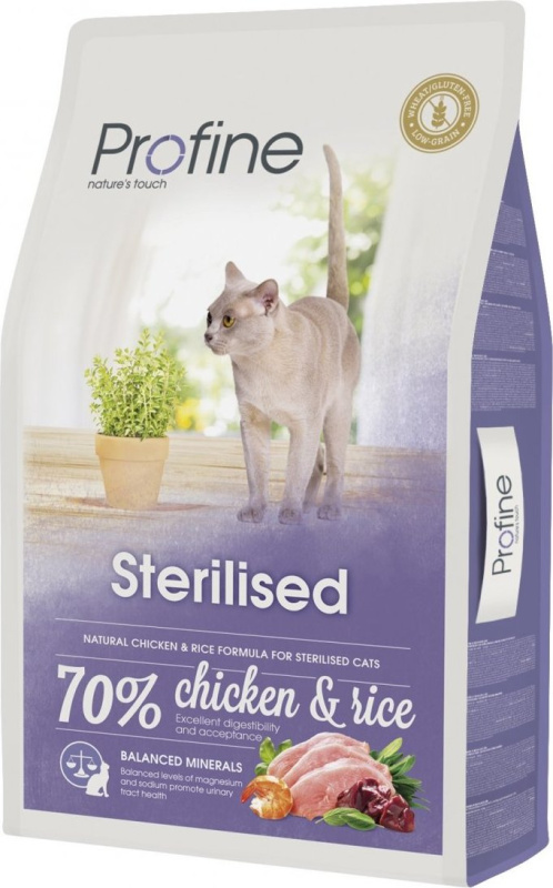 Profine Cat Sterilized krmivo bez lepku pro kastrované kočky s kuřetem a rýží, 10 kg