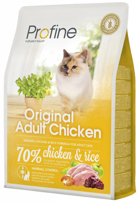 Profine Cat Original krmivo bez lepku pro dospělé kočky s kuřetem a rýží, 2 kg
