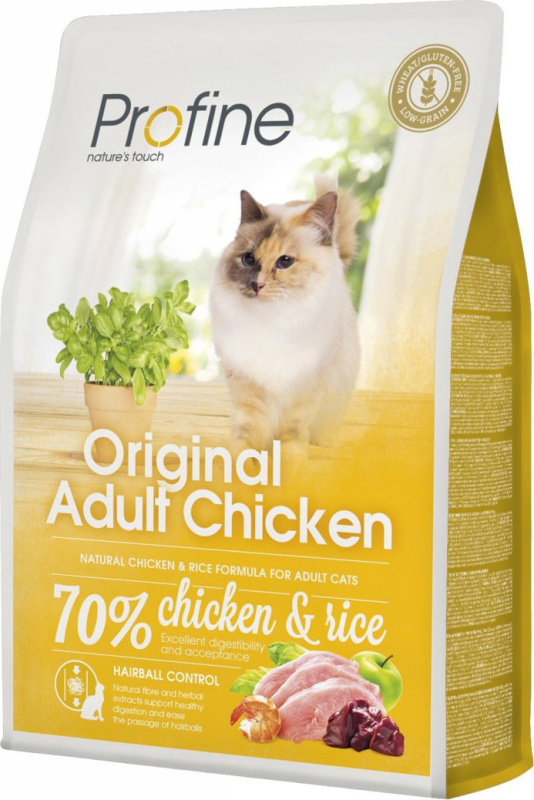 Profine Cat Original krmivo bez lepku pro dospělé kočky s kuřetem a rýží, 2 kg