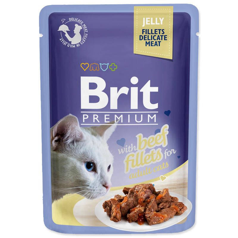 Kapsička BRIT Premium Cat Delicate Fillets in Jelly with Beef 85g