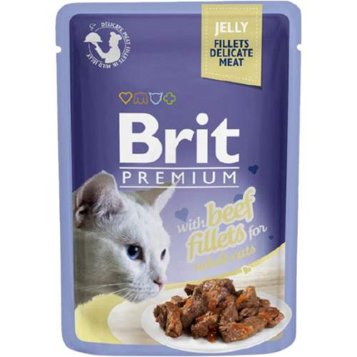 Kapsička BRIT Premium Cat Delicate Fillets in Jelly with Beef 85g
