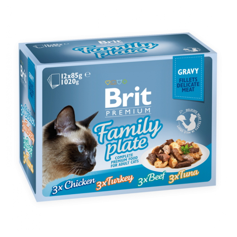 Kapsičky BRIT Premium Cat Delicate Fillets in Gravy Family Plate 1020 g