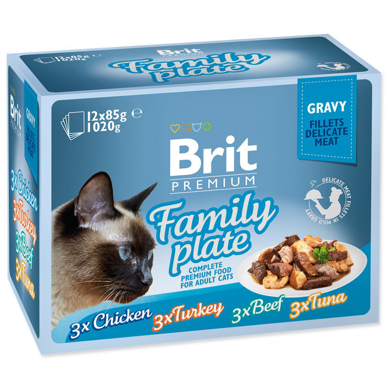Kapsičky BRIT Premium Cat Delicate Fillets in Gravy Family Plate 1020 g