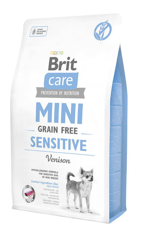 Brit Care MINI krmivo pro citlivé psy malých plemen bez obilovin se zvěřinou, 2 kg