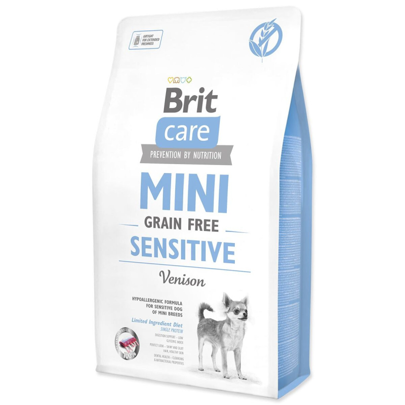 Brit Care MINI krmivo pro citlivé psy malých plemen bez obilovin se zvěřinou, 2 kg