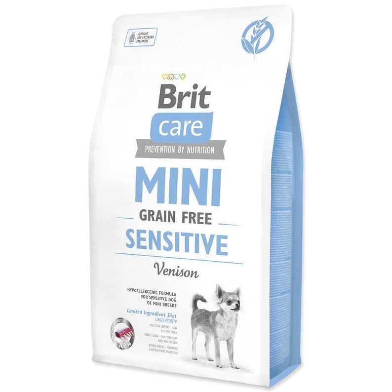 Brit Care MINI krmivo pro citlivé psy malých plemen bez obilovin se zvěřinou, 2 kg