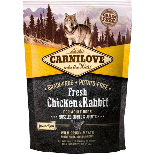 CARNILOVE Fresh Chicken & Rabbit Muscles, Bones & Joints for Adult dogs 1,5 kg