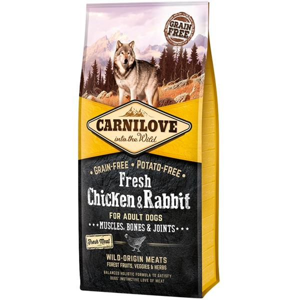 CARNILOVE Fresh Chicken & Rabbit Muscles, Bones & Joints for Adult dogs 12 kg