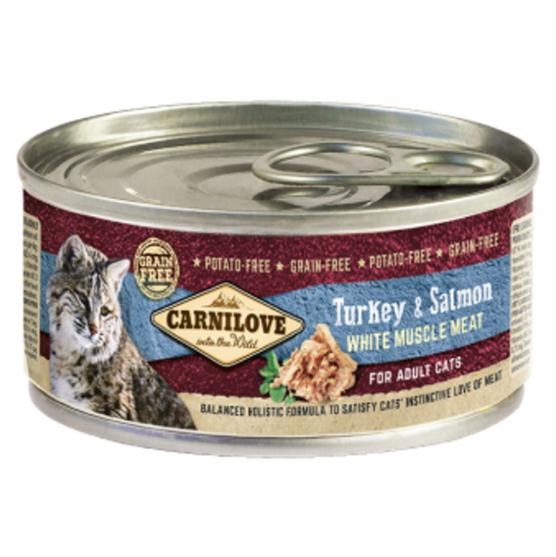 Carnilove White konz Mus Meat Turkey&Salmon Cats 100g