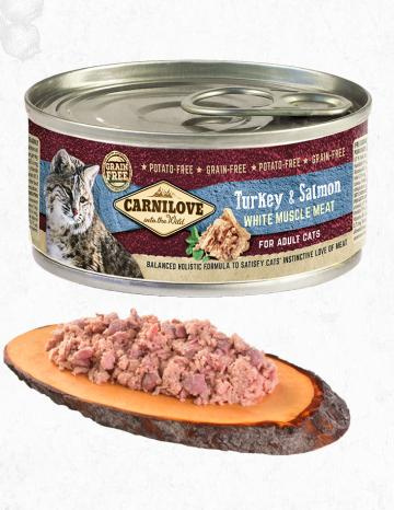 Carnilove White konz Mus Meat Turkey&Salmon Cats 100g