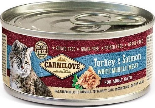 Carnilove White konz Mus Meat Turkey&Salmon Cats 100g