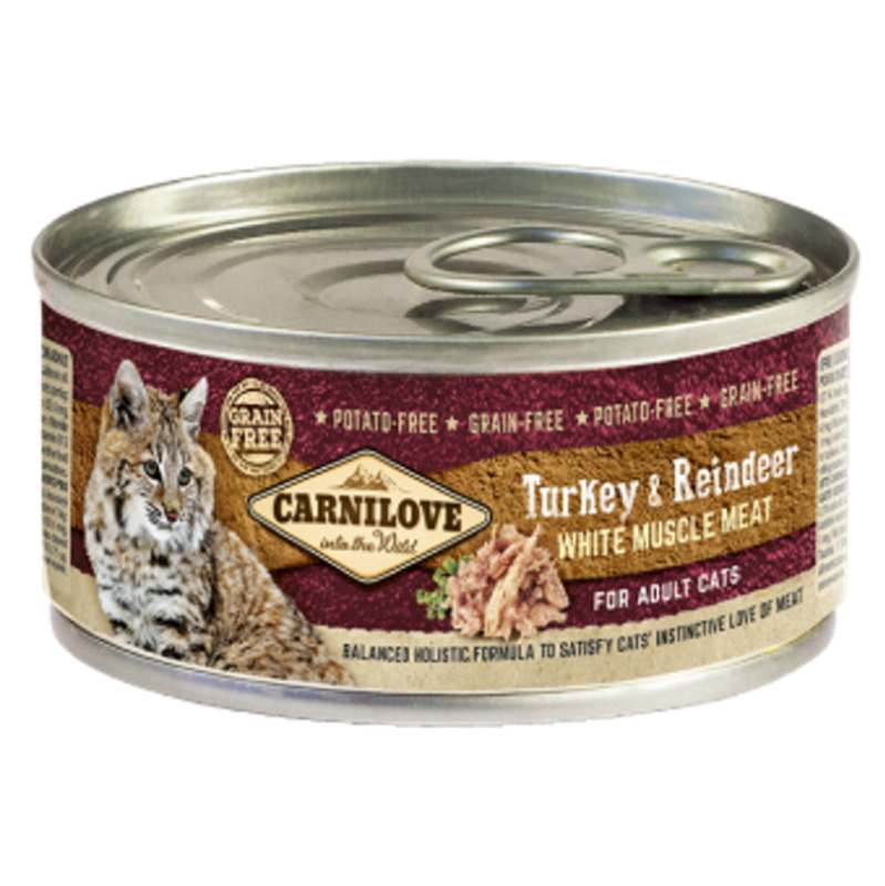 Carnilove White konz Mus Meat Turkey&Reindeer Cats 100g