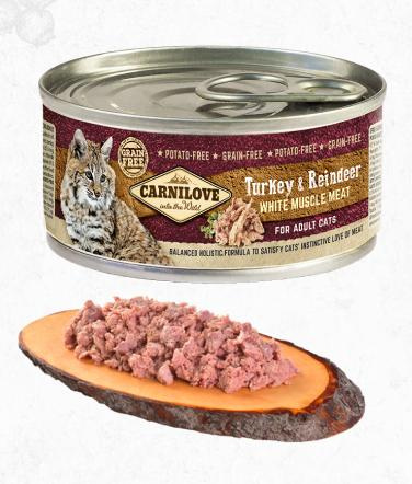 Carnilove White konz Mus Meat Turkey&Reindeer Cats 100g