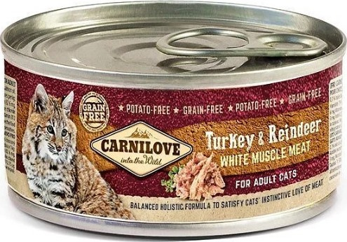 Carnilove White konz Mus Meat Turkey&Reindeer Cats 100g