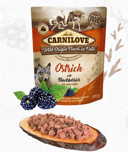 Carnilove Dog Pouch Paté Ostrich & Blackberries 300 g