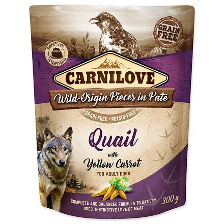 Carnilove Dog Pouch Paté Quail & Yellow Carrot 300 g