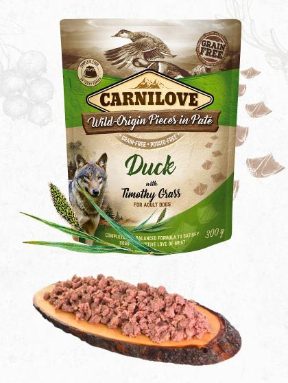 Carnilove Dog Pouch Paté Duck & Timothy Grass 300 g